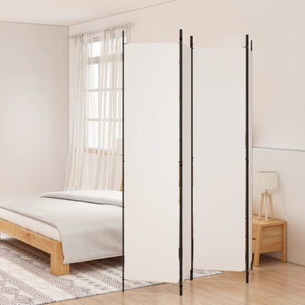 Rumsavdelare 4 paneler vit 200x220 cm tyg