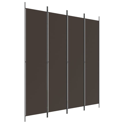 Rumsavdelare 4 paneler brun 200x220 cm tyg