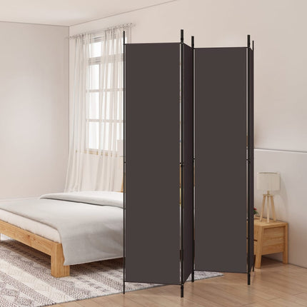 Rumsavdelare 4 paneler brun 200x220 cm tyg
