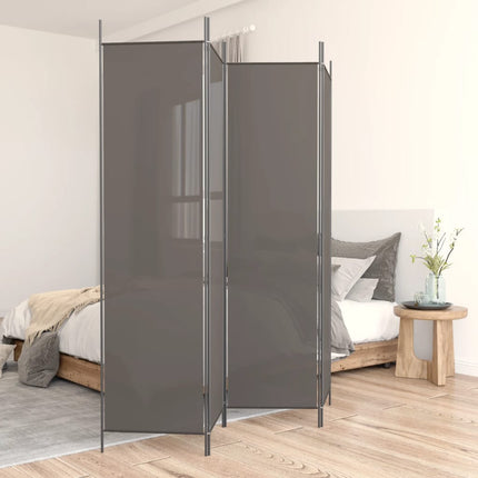 Rumsavdelare 4 paneler antracit 200x220 cm tyg