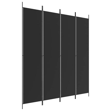 Rumsavdelare 4 paneler svart 200x220 cm tyg