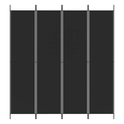 Rumsavdelare 4 paneler svart 200x220 cm tyg