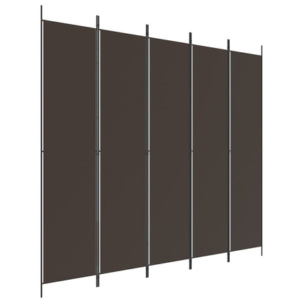 Rumsavdelare 5 paneler brun 250x220 cm tyg