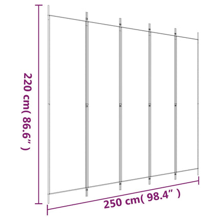 Rumsavdelare 5 paneler brun 250x220 cm tyg