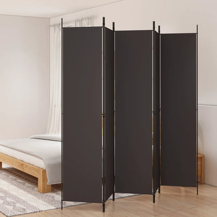 Rumsavdelare 5 paneler brun 250x220 cm tyg