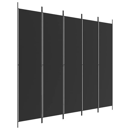 Rumsavdelare 5 paneler svart 250x220 cm tyg