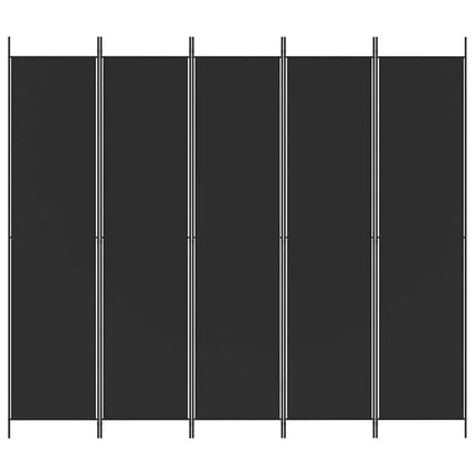 Rumsavdelare 5 paneler svart 250x220 cm tyg