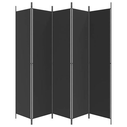 Rumsavdelare 5 paneler svart 250x220 cm tyg