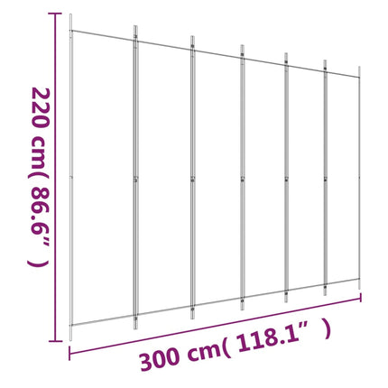 Rumsavdelare 6 paneler brun 300x220 cm tyg