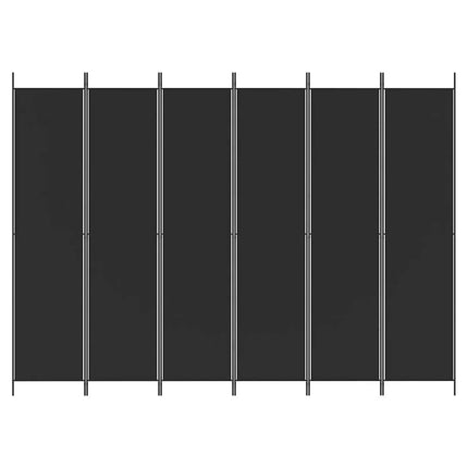 Rumsavdelare 6 paneler svart 300x220 cm tyg