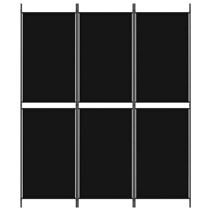 Rumsavdelare 3 paneler svart 150x180 cm tyg