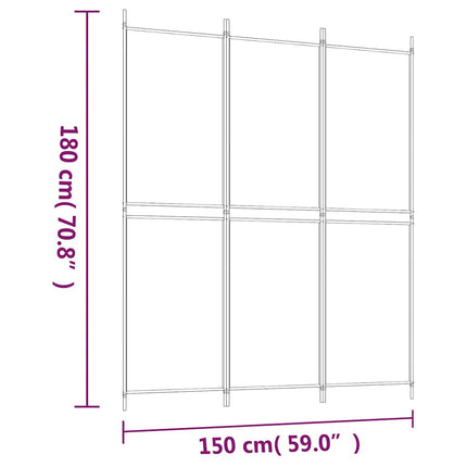 Rumsavdelare 3 paneler svart 150x180 cm tyg