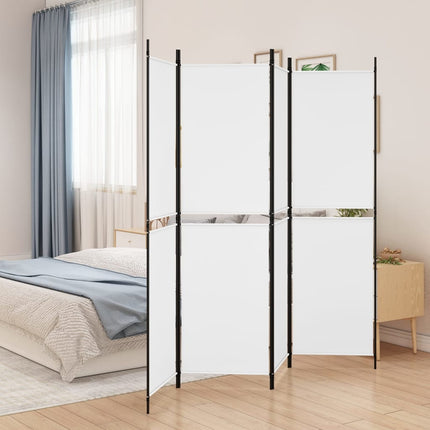 Rumsavdelare 4 paneler vit 200x180 cm tyg