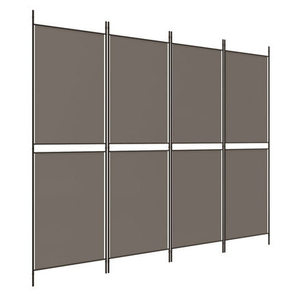 Rumsavdelare 4 paneler antracit 200x180 cm tyg