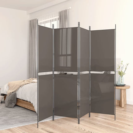 Rumsavdelare 4 paneler antracit 200x180 cm tyg