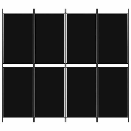 Rumsavdelare 4 paneler svart 200x180 cm tyg