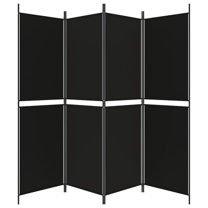 Rumsavdelare 4 paneler svart 200x180 cm tyg