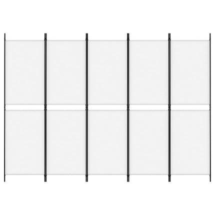 Rumsavdelare 5 paneler vit 250x180 cm tyg