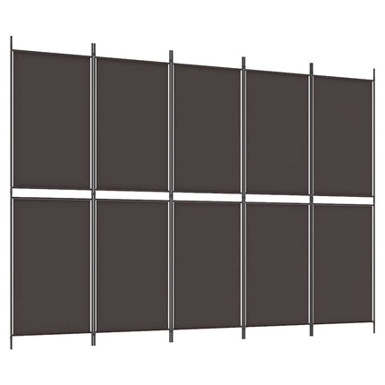 Rumsavdelare 5 paneler brun 250x180 cm tyg