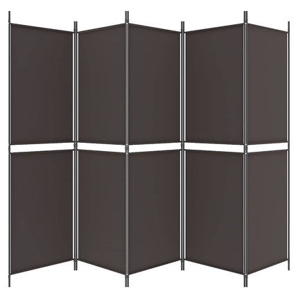 Rumsavdelare 5 paneler brun 250x180 cm tyg