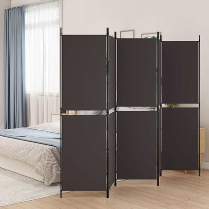 Rumsavdelare 5 paneler brun 250x180 cm tyg