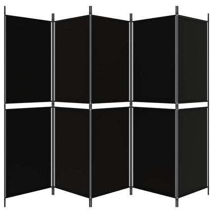 Rumsavdelare 5 paneler svart 250x180 cm tyg