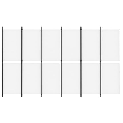 Rumsavdelare 6 paneler vit 300x180 cm tyg