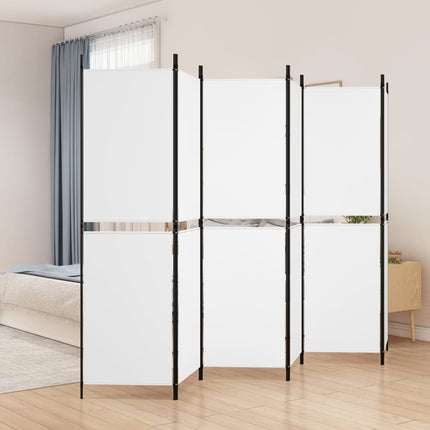 Rumsavdelare 6 paneler vit 300x180 cm tyg