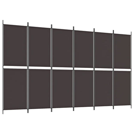 Rumsavdelare 6 paneler brun 300x180 cm tyg