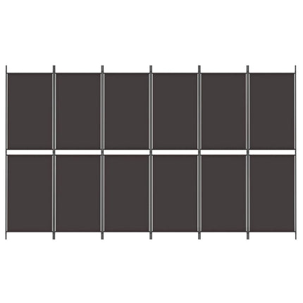 Rumsavdelare 6 paneler brun 300x180 cm tyg