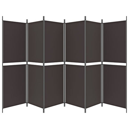Rumsavdelare 6 paneler brun 300x180 cm tyg