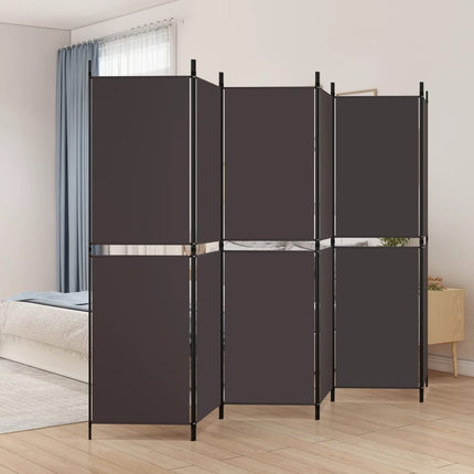 Rumsavdelare 6 paneler brun 300x180 cm tyg