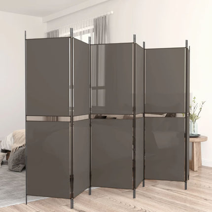 Rumsavdelare 6 paneler antracit 300x180 cm tyg