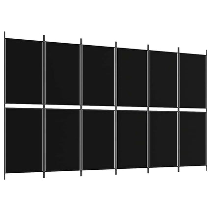 Rumsavdelare 6 paneler svart 300x180 cm tyg