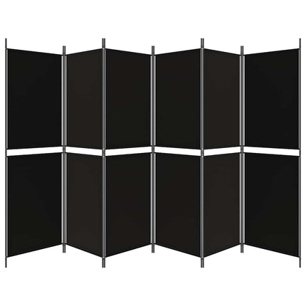 Rumsavdelare 6 paneler svart 300x180 cm tyg