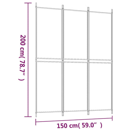 Rumsavdelare 3 paneler 150 x 200 cm brun tyg