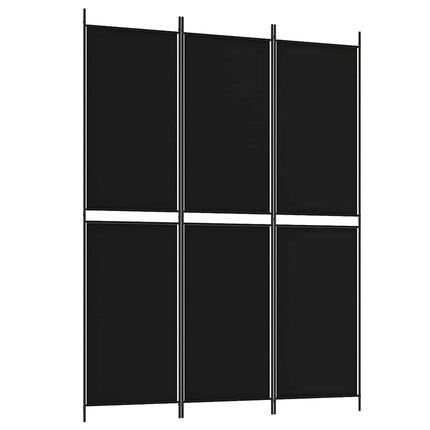 Rumsavdelare 3 paneler 150 x 200 cm svart tyg