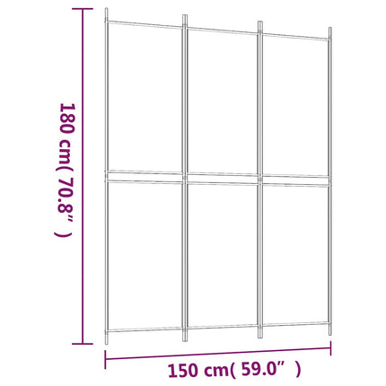 Rumsavdelare 3 paneler 150 x 200 cm svart tyg