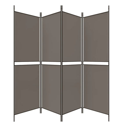 Rumsavdelare 4 paneler antracit 200x200 cm tyg