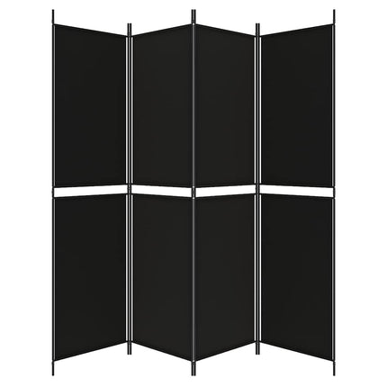 Rumsavdelare 4 paneler svart 200x200 cm tyg