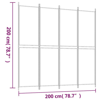 Rumsavdelare 4 paneler svart 200x200 cm tyg