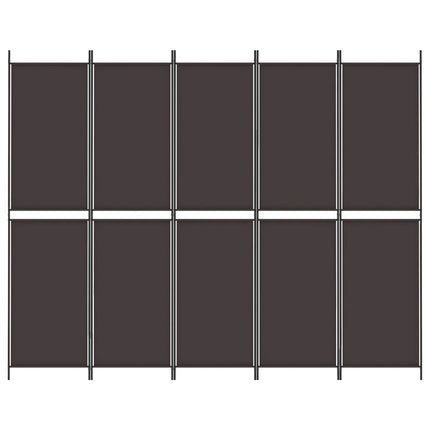 Rumsavdelare 5 paneler brun 250x200 cm tyg