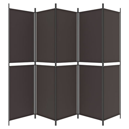 Rumsavdelare 5 paneler brun 250x200 cm tyg