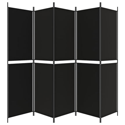 Rumsavdelare 5 paneler svart 250x200 cm tyg
