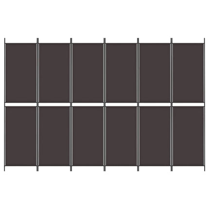 Rumsavdelare 6 paneler brun 300x200 cm tyg