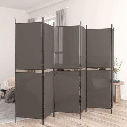 Rumsavdelare 6 paneler antracit 300x200 cm tyg