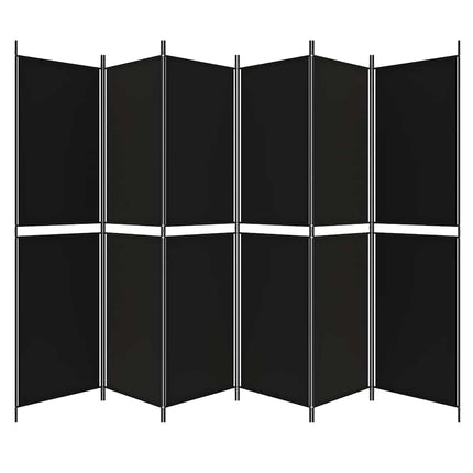 Rumsavdelare 6 paneler svart 300x200 cm tyg