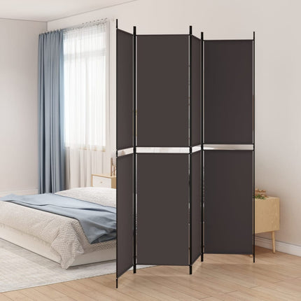 Rumsavdelare 4 paneler brun 200x220 cm tyg