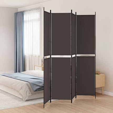 Rumsavdelare 4 paneler brun 200x220 cm tyg