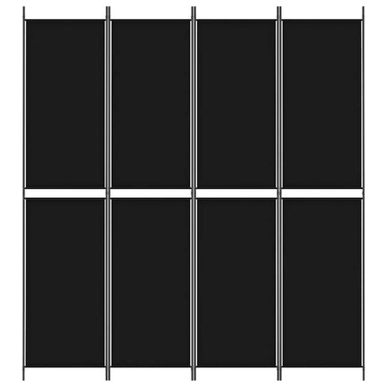 Rumsavdelare 4 paneler svart 200x220 cm tyg